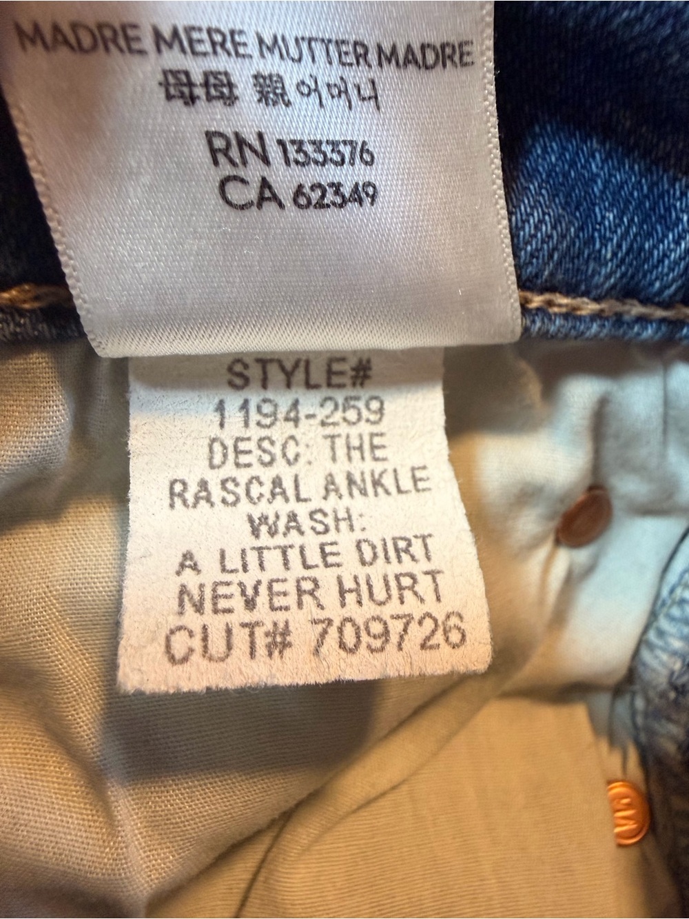 MOTHER The Rascal Ankle Jeans 27 Straight Crop Blue Denim - Picture 4 of 9